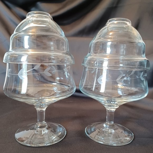 Set of 2 Vintage Shrimp/ Seafood Cocktail & Liner. Hand Blown / Princess house. - Picture 1 of 10